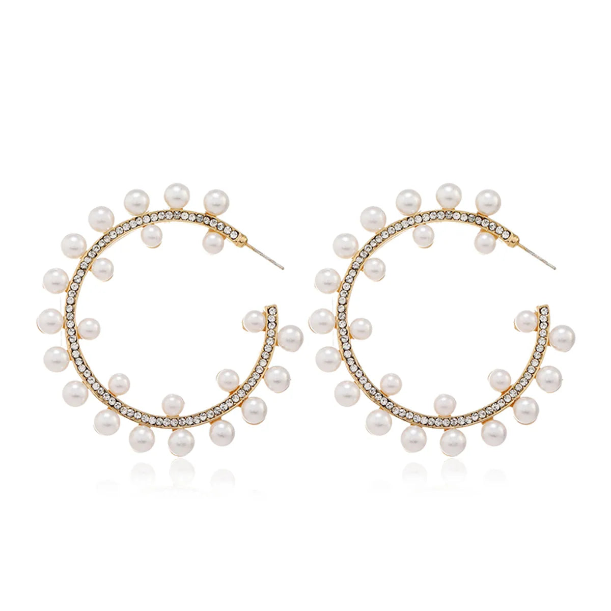 1 Pair Elegant Geometric Inlay Alloy Pearl Earrings