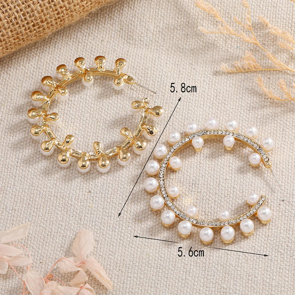 1 Pair Elegant Geometric Inlay Alloy Pearl Earrings