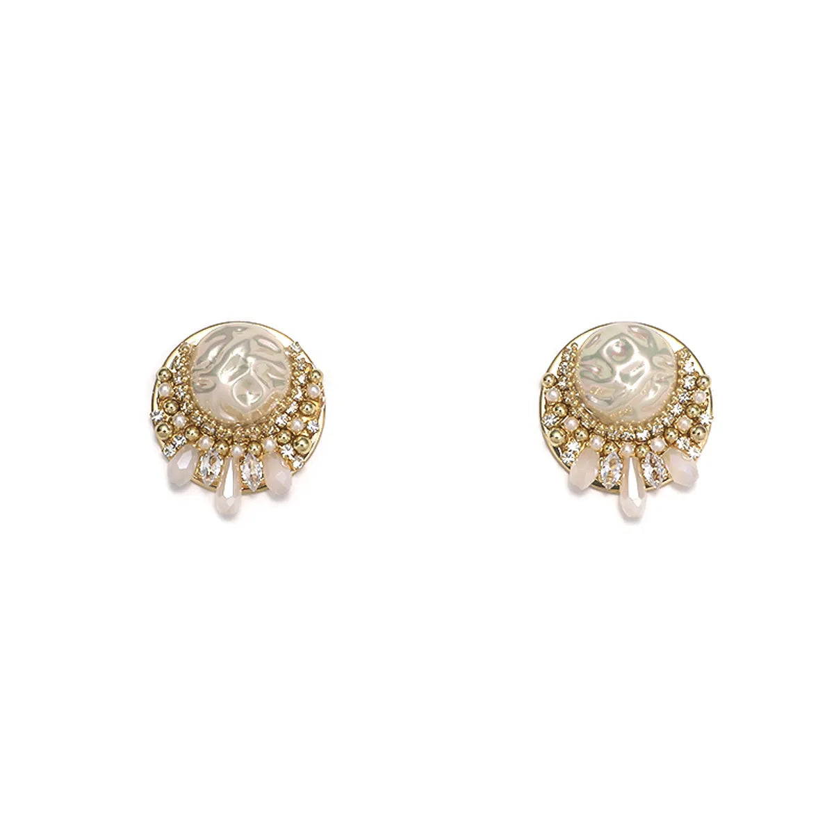 1 Pair Elegant Geometric Inlay Alloy Pearl Zircon Gold Plated Ear Studs