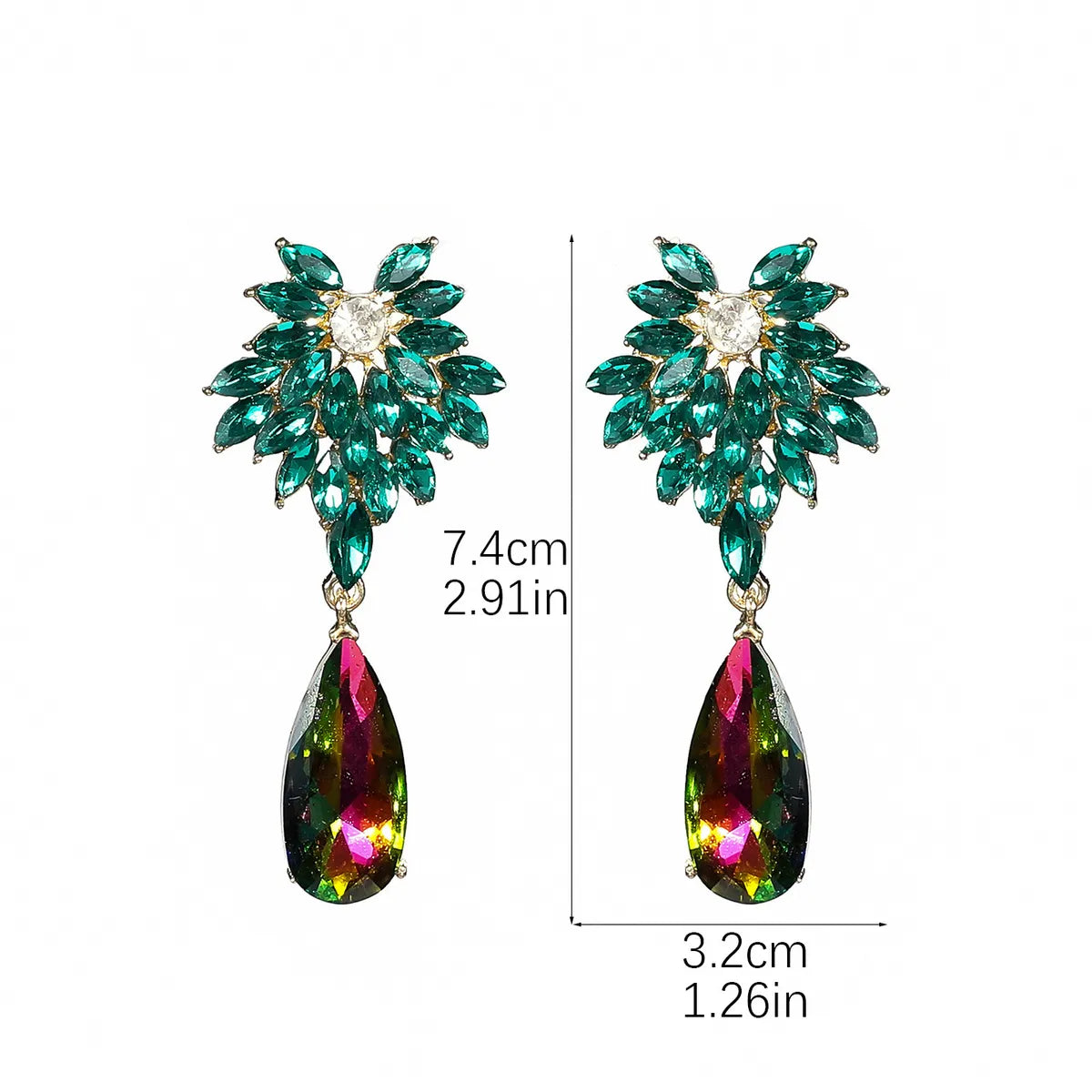 1 Pair Elegant Geometric Inlay Alloy Rhinestones Zircon Drop Earrings