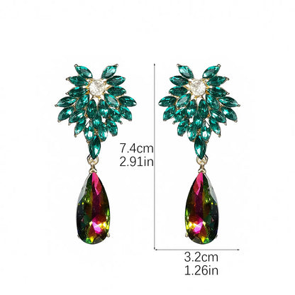 1 Pair Elegant Geometric Inlay Alloy Rhinestones Zircon Drop Earrings