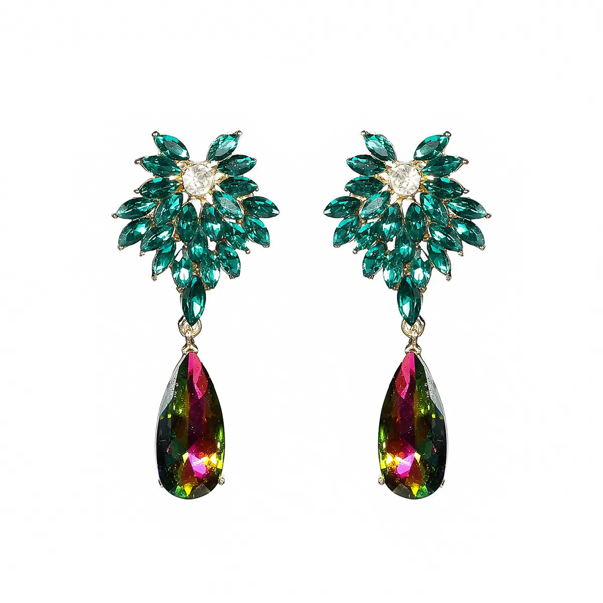 1 Pair Elegant Geometric Inlay Alloy Rhinestones Zircon Drop Earrings