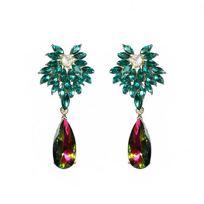 1 Pair Elegant Geometric Inlay Alloy Rhinestones Zircon Drop Earrings