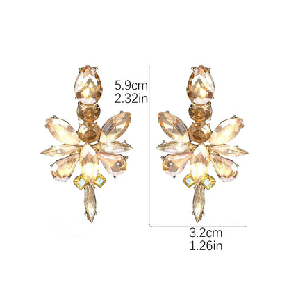 1 Pair Elegant Geometric Inlay Alloy Rhinestones Zircon Drop Earrings