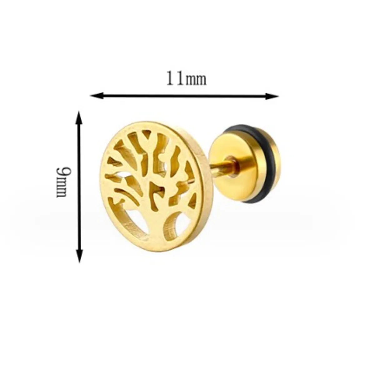 1 Pair Elegant Geometric Life Tree Plating Stainless Steel Ear Studs