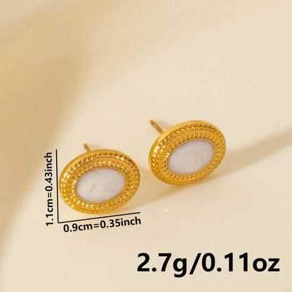 1 Pair Elegant Geometric Oval 304 Stainless Steel Ear Studs