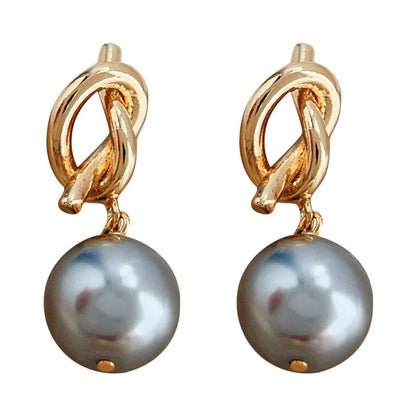 1 Pair Elegant Geometric Plating Inlay Copper Artificial Pearls Drop Earrings