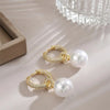 1 Pair Elegant Geometric Plating Inlay Stainless Steel Imitation Pearl Zircon 18k Gold Plated Drop Earrings