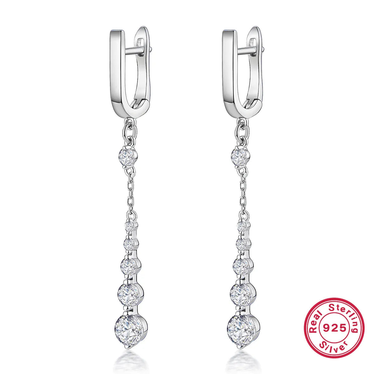 1 Pair Elegant Geometric Round Tassel Plating Inlay Sterling Silver Zircon Drop Earrings