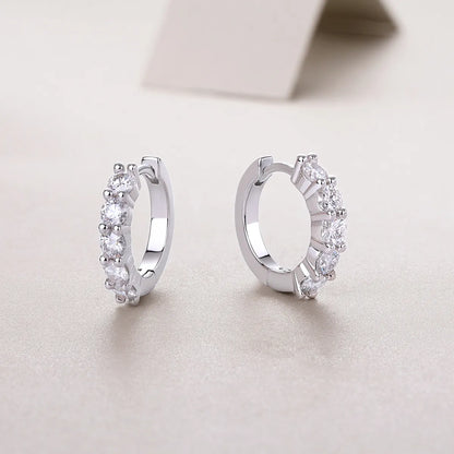 1 Pair Elegant Geometric Solid Color Gra Plating Inlay Sterling Silver Moissanite Hoop Earrings