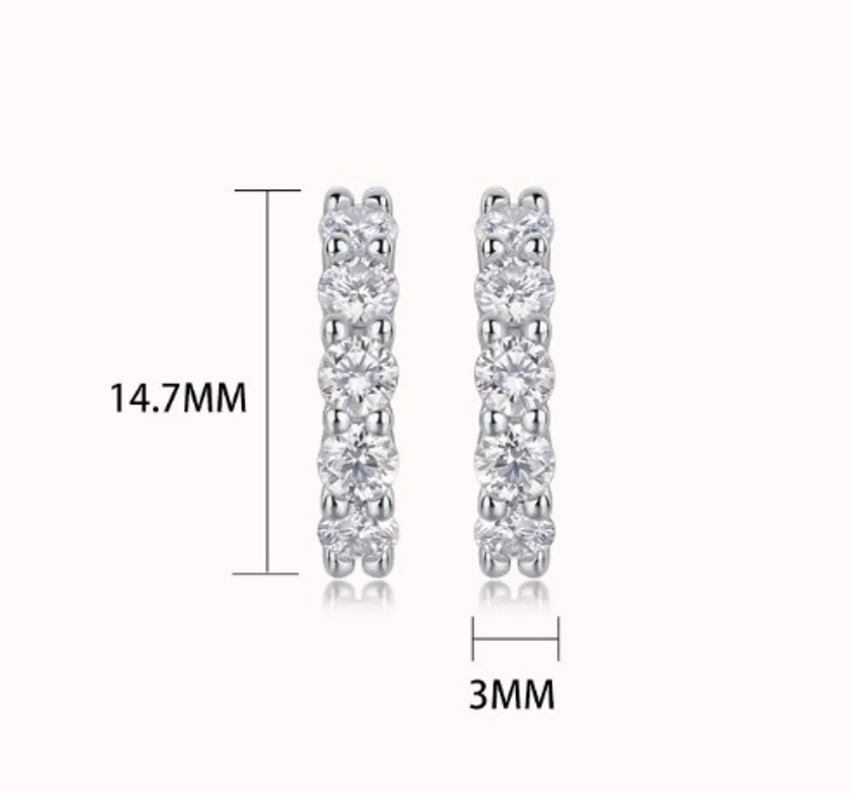 1 Pair Elegant Geometric Solid Color Gra Plating Inlay Sterling Silver Moissanite Hoop Earrings