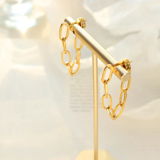 1 Pair Elegant Geometric Solid Color Titanium Steel Plating Earrings