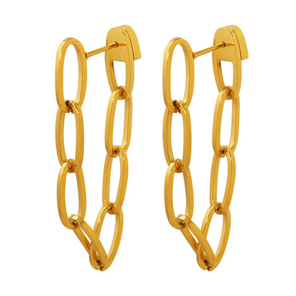 1 Pair Elegant Geometric Solid Color Titanium Steel Plating Earrings