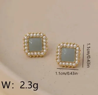 1 Pair Elegant Geometric Square Plating Copper 18K Gold Plated Ear Studs