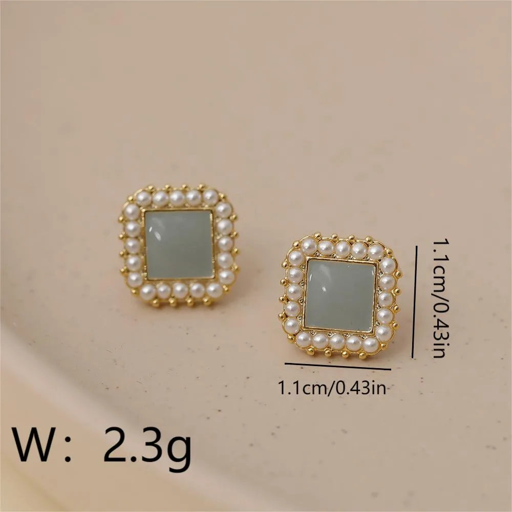 1 Pair Elegant Geometric Square Plating Copper 18K Gold Plated Ear Studs