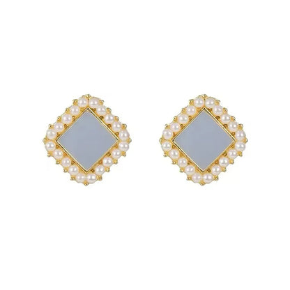 1 Pair Elegant Geometric Square Plating Copper 18K Gold Plated Ear Studs