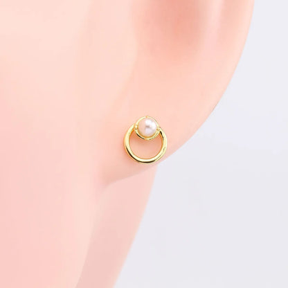 1 Pair Elegant Geometric Sterling Silver Ear Studs