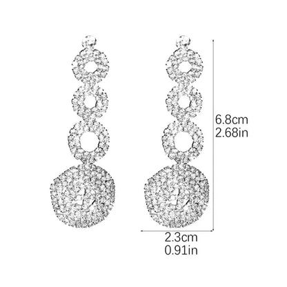 1 Pair Elegant Geometric Water Droplets Heart Shape Plating Inlay Alloy Rhinestones Drop Earrings