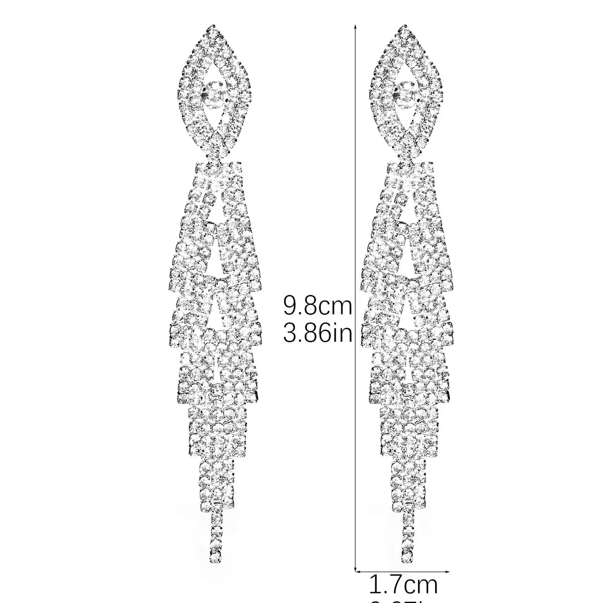 1 Pair Elegant Geometric Water Droplets Heart Shape Plating Inlay Alloy Rhinestones Drop Earrings