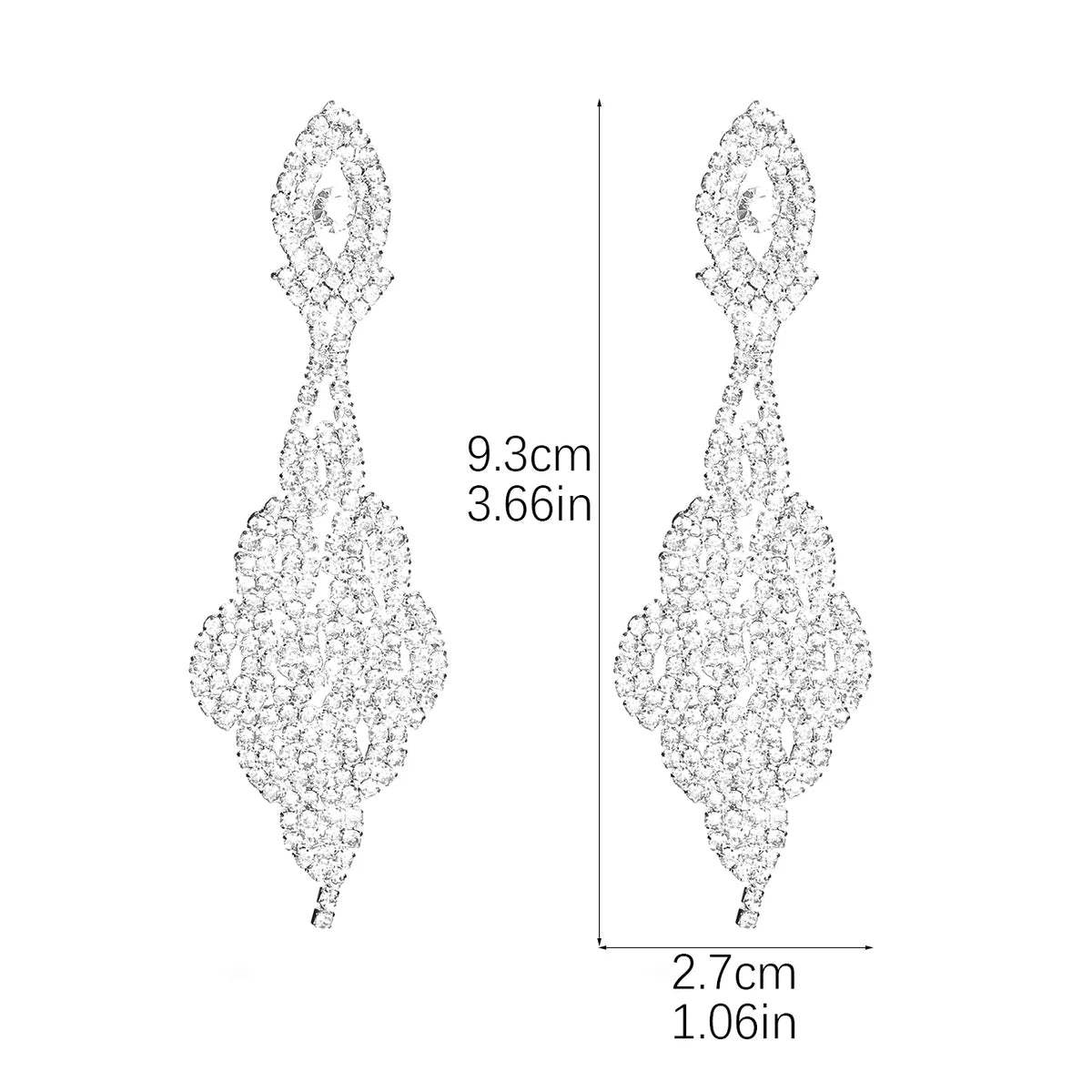 1 Pair Elegant Geometric Water Droplets Heart Shape Plating Inlay Alloy Rhinestones Drop Earrings