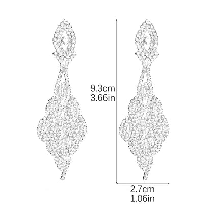 1 Pair Elegant Geometric Water Droplets Heart Shape Plating Inlay Alloy Rhinestones Drop Earrings