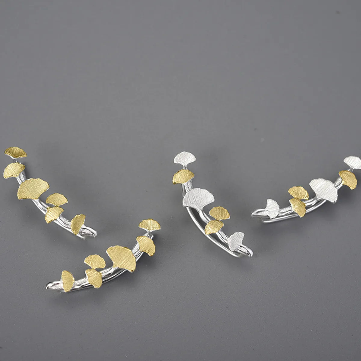 1 Pair Elegant Ginkgo Leaf Plating Sterling Silver Ear Clips