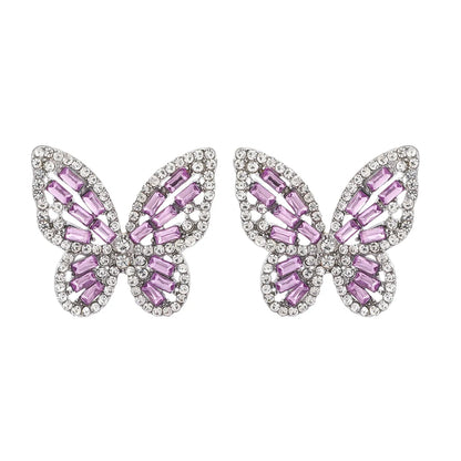 1 Pair Elegant Glam Butterfly Plating Inlay Alloy Rhinestones Ear Studs