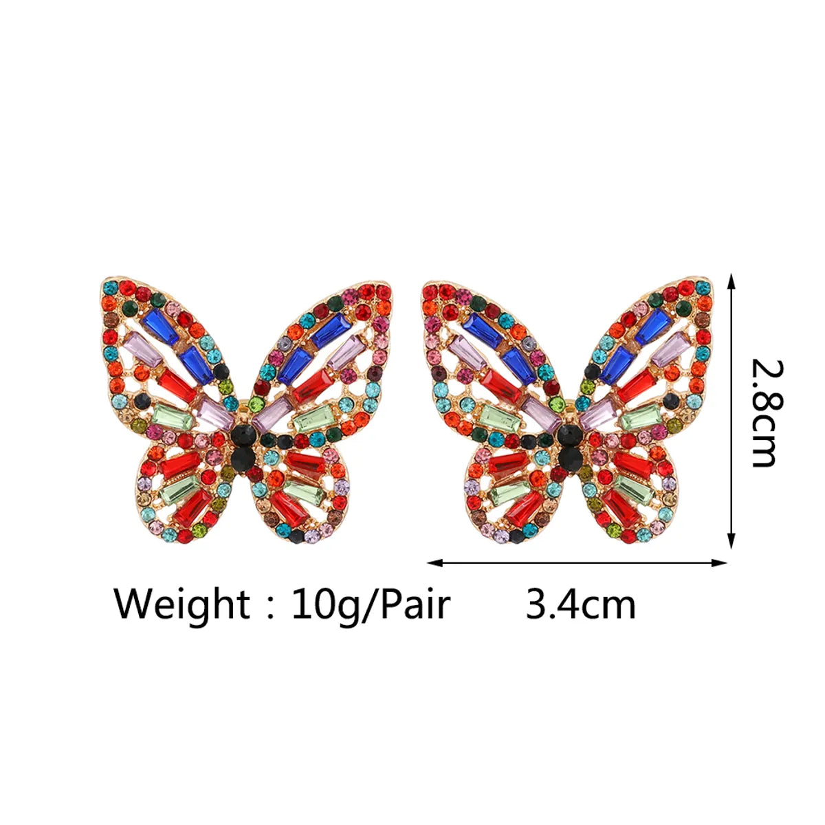 1 Pair Elegant Glam Butterfly Plating Inlay Alloy Rhinestones Ear Studs