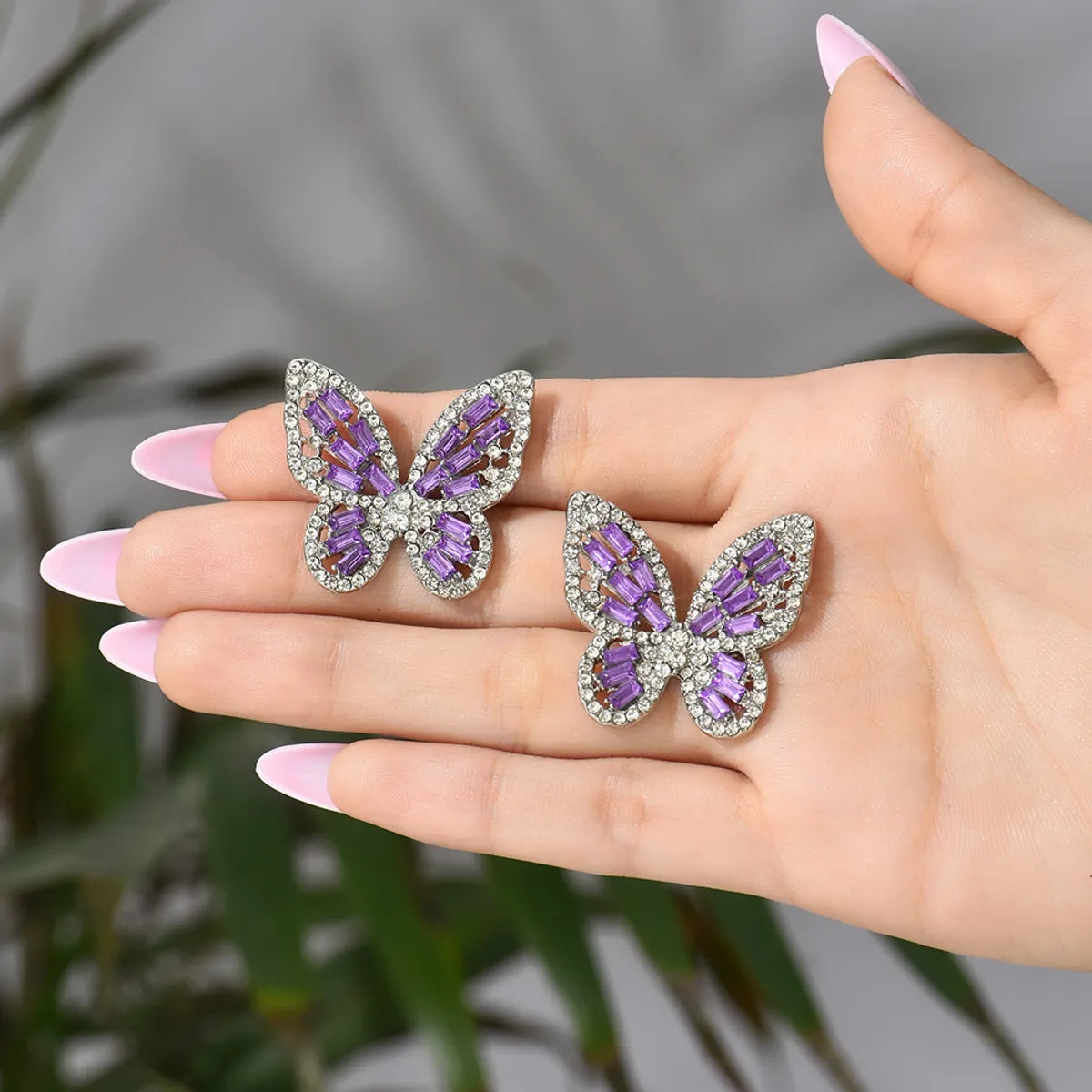 1 Pair Elegant Glam Butterfly Plating Inlay Alloy Rhinestones Ear Studs