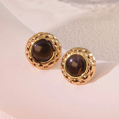 1 Pair Elegant Glam Classic Style Geometric 304 Stainless Steel Imitation Gold  Ear Studs