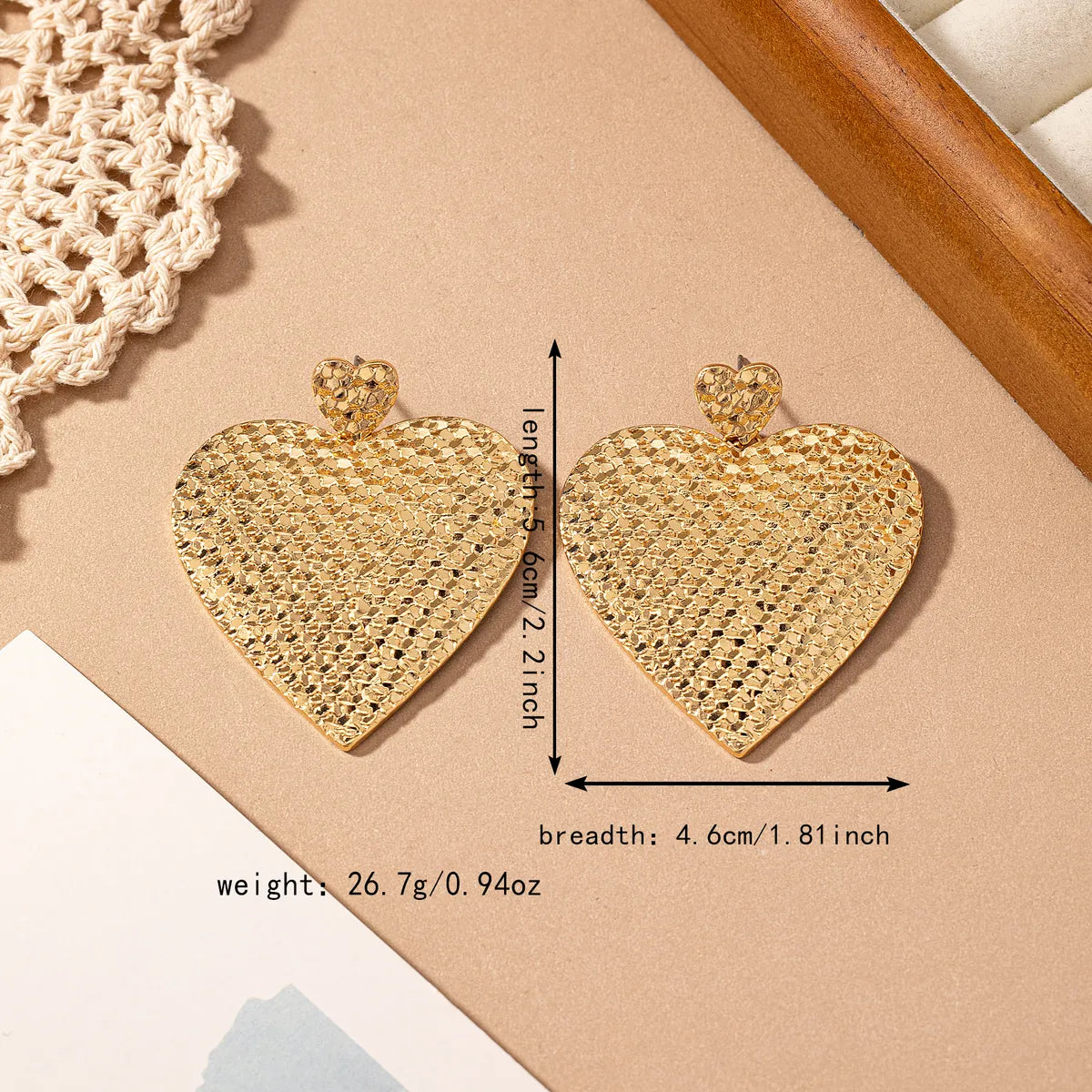 1 Pair Elegant Glam Exaggerated Heart Shape Alloy Gold Plated Drop Earrings