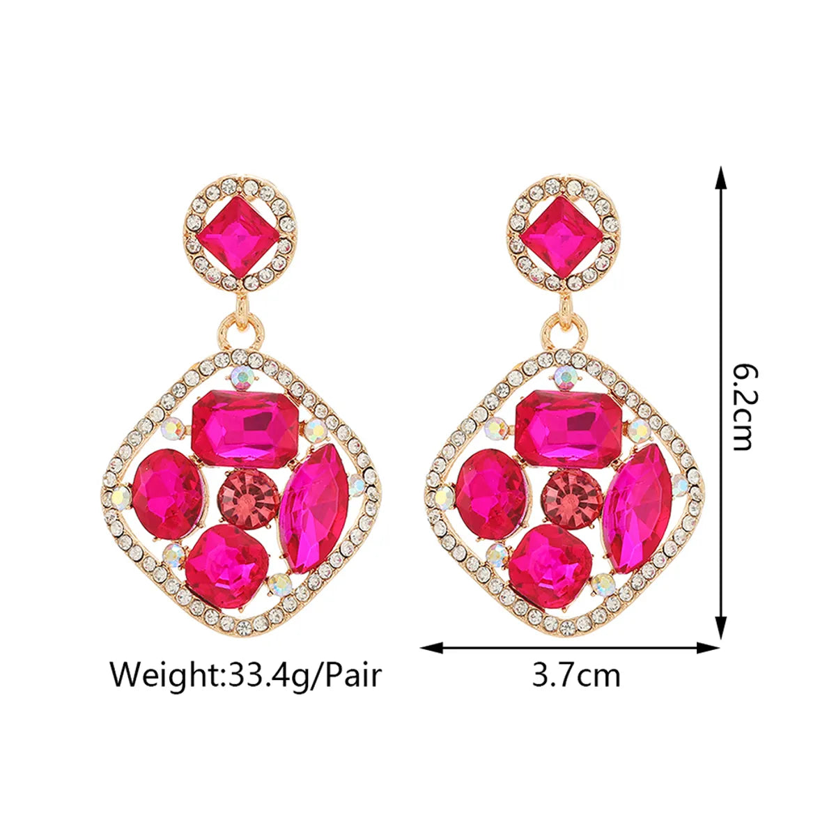 1 Pair Elegant Glam Flower Inlay Alloy Glass Drop Earrings