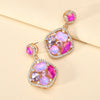 1 Pair Elegant Glam Flower Inlay Alloy Glass Drop Earrings