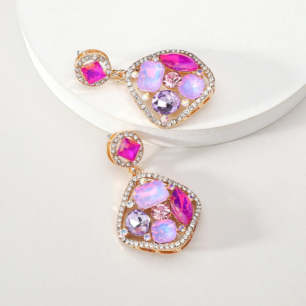 1 Pair Elegant Glam Flower Inlay Alloy Glass Drop Earrings