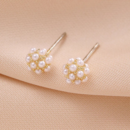 1 Pair Elegant Glam Flower Inlay Alloy Pearl Ear Studs