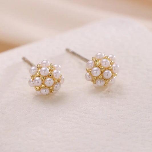 1 Pair Elegant Glam Flower Inlay Alloy Pearl Ear Studs