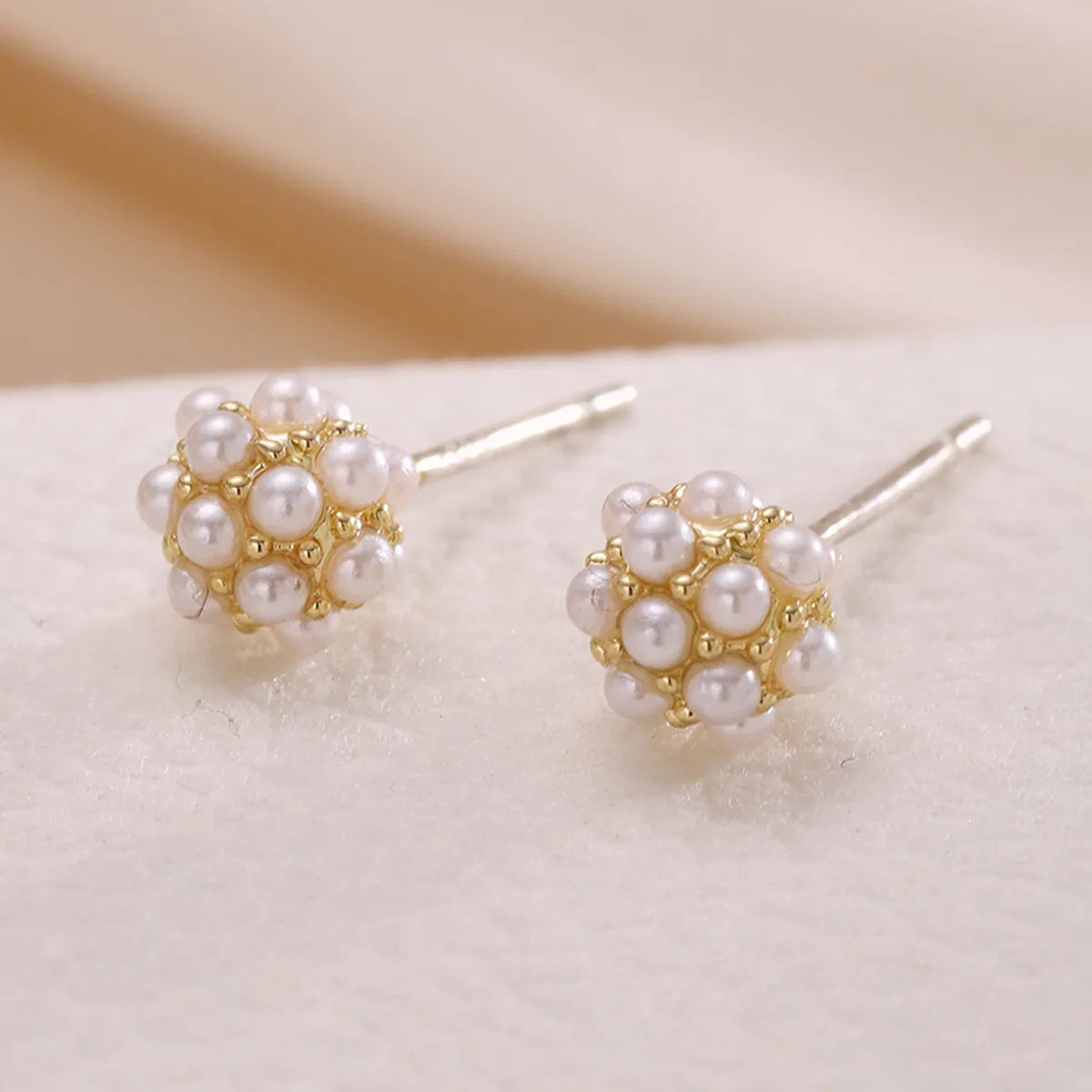 1 Pair Elegant Glam Flower Inlay Alloy Pearl Ear Studs