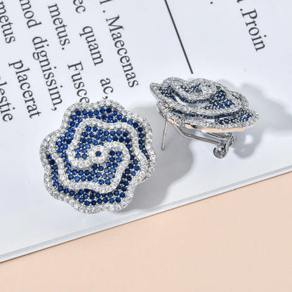 1 Pair Elegant Glam Flower Plating Inlay Copper Zircon Ear Cuffs