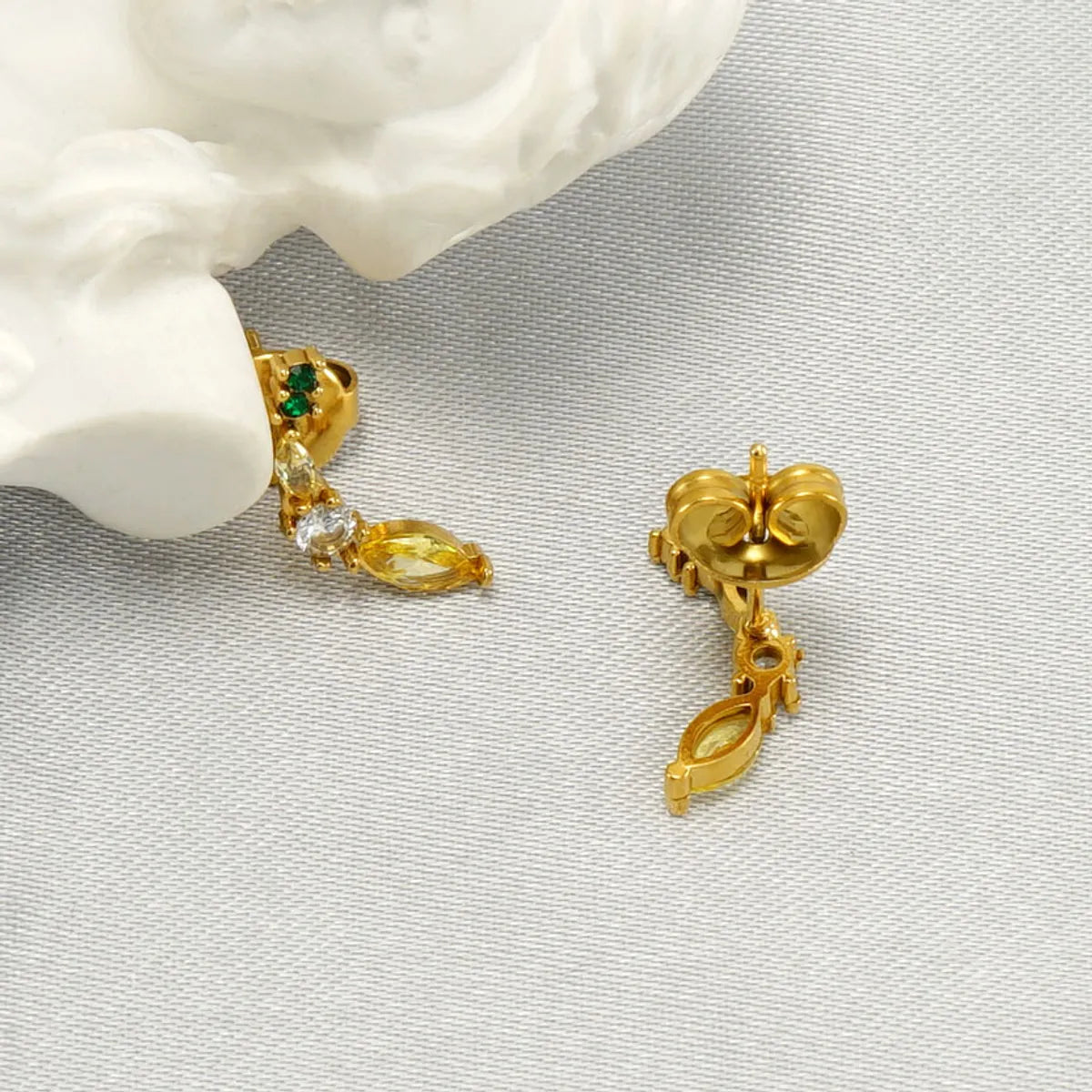 1 Pair Elegant Glam Fruit Pineapple Watermelon Plating Inlay Stainless Steel Zircon 18k Gold Plated Ear Studs