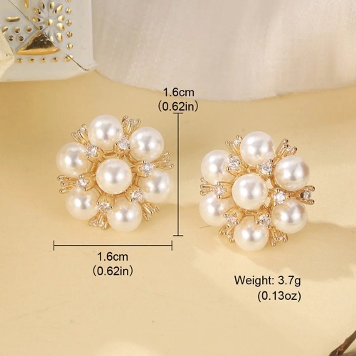 1 Pair Elegant Glam Geometric Plating Inlay Copper Artificial Pearls Zircon 18k Gold Plated Earrings