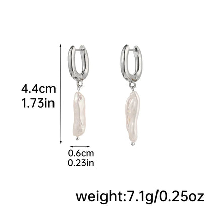 1 Pair Elegant Glam Geometric Plating Inlay Copper Freshwater Pearl Silver Plated Drop Earrings