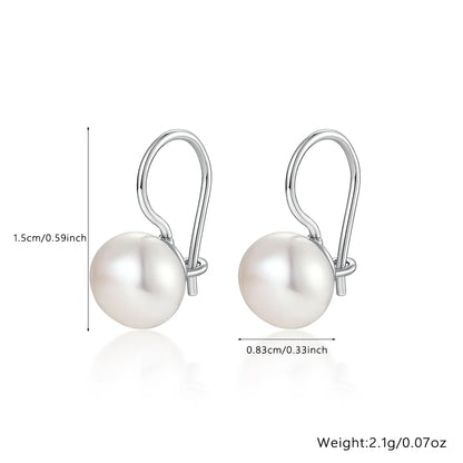 1 Pair Elegant Glam Geometric Plating Inlay Sterling Silver Freshwater Pearl White Gold Plated Earrings