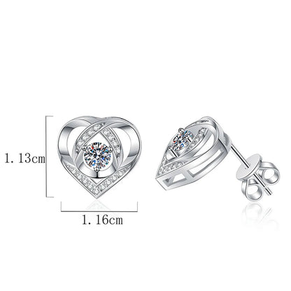 1 Pair Elegant Glam Heart Shape Inlay Sterling Silver Zircon White Gold Plated Ear Studs