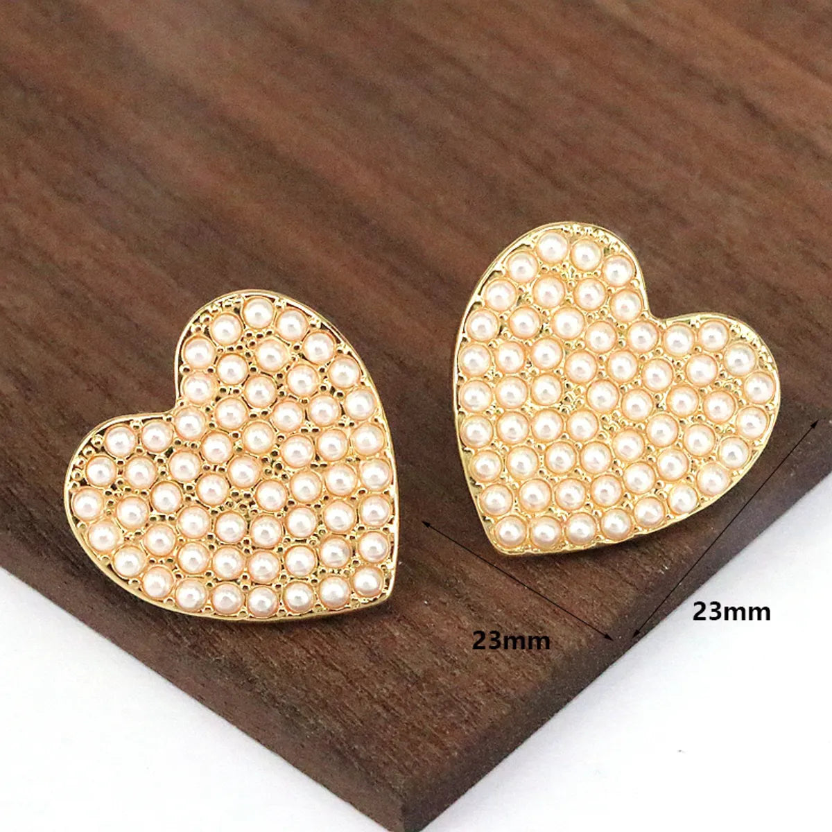 1 Pair Elegant Glam Heart Shape Plating Inlay Copper Artificial Pearls 18k Gold Plated Ear Studs