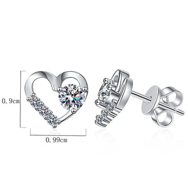 1 Pair Elegant Glam Heart Shape Plating Inlay Sterling Silver Zircon White Gold Plated Ear Studs