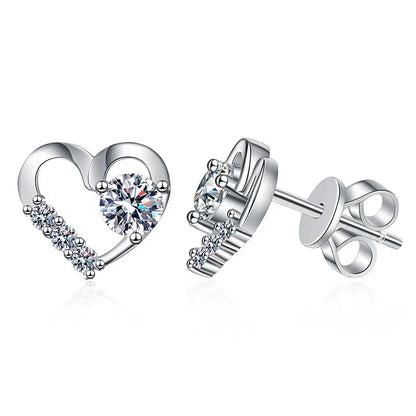 1 Pair Elegant Glam Heart Shape Plating Inlay Sterling Silver Zircon White Gold Plated Ear Studs