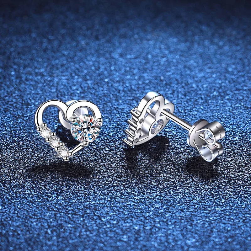 1 Pair Elegant Glam Heart Shape Plating Inlay Sterling Silver Zircon White Gold Plated Ear Studs