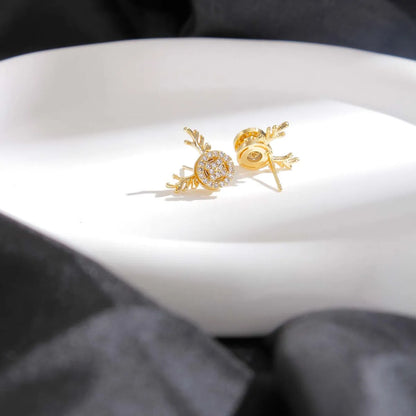 1 Pair Elegant Glam Lady Animal Plating Inlay Stainless Steel Zircon 18k Gold Plated Ear Studs