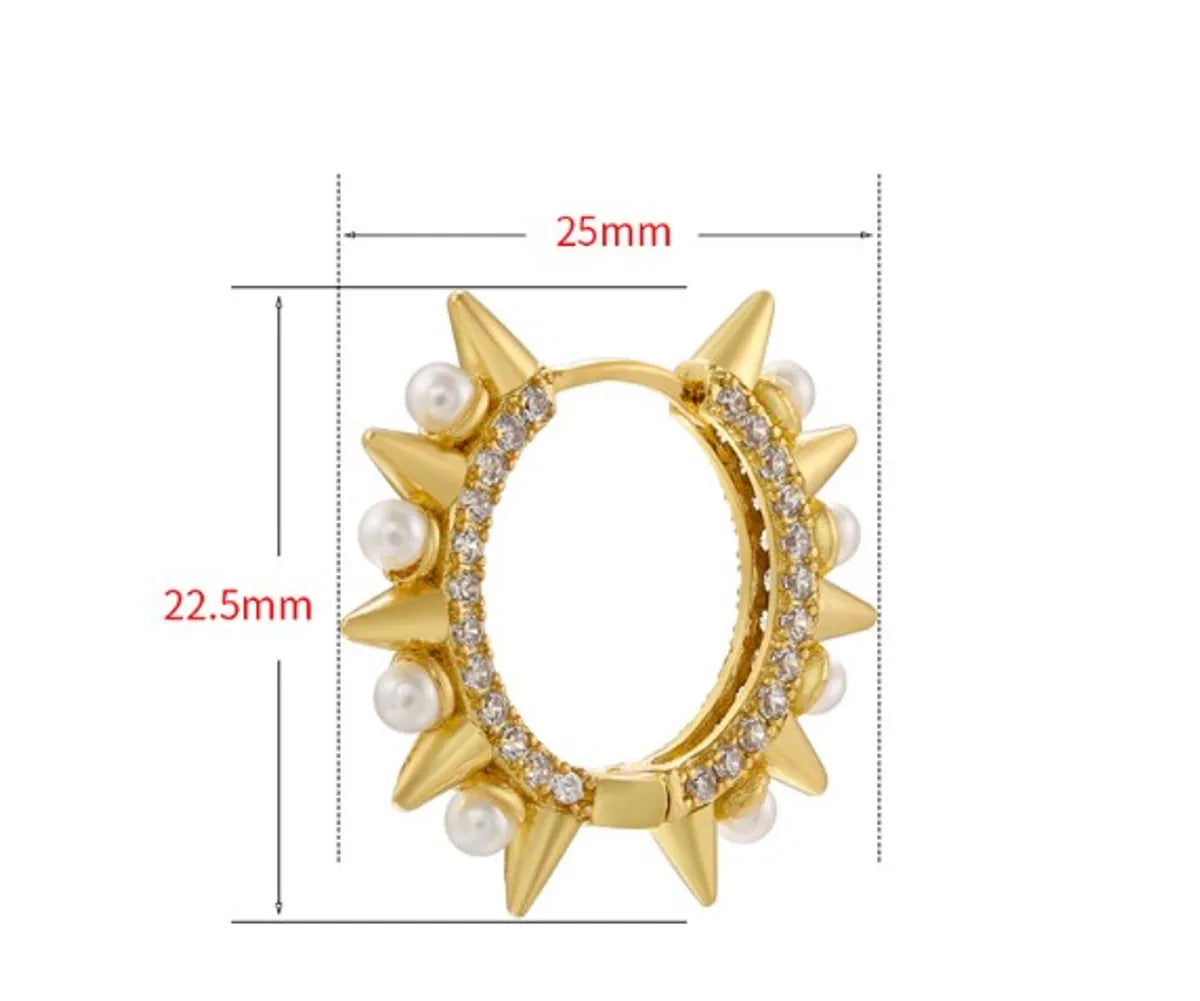 1 Pair Elegant Glam Lady Circle Plating Inlay Copper Artificial Pearls Zircon 18k Gold Plated Earrings