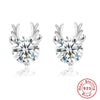 1 Pair Elegant Glam Luxurious Antlers Handmade Inlay Sterling Silver Zircon White Gold Plated Ear Studs